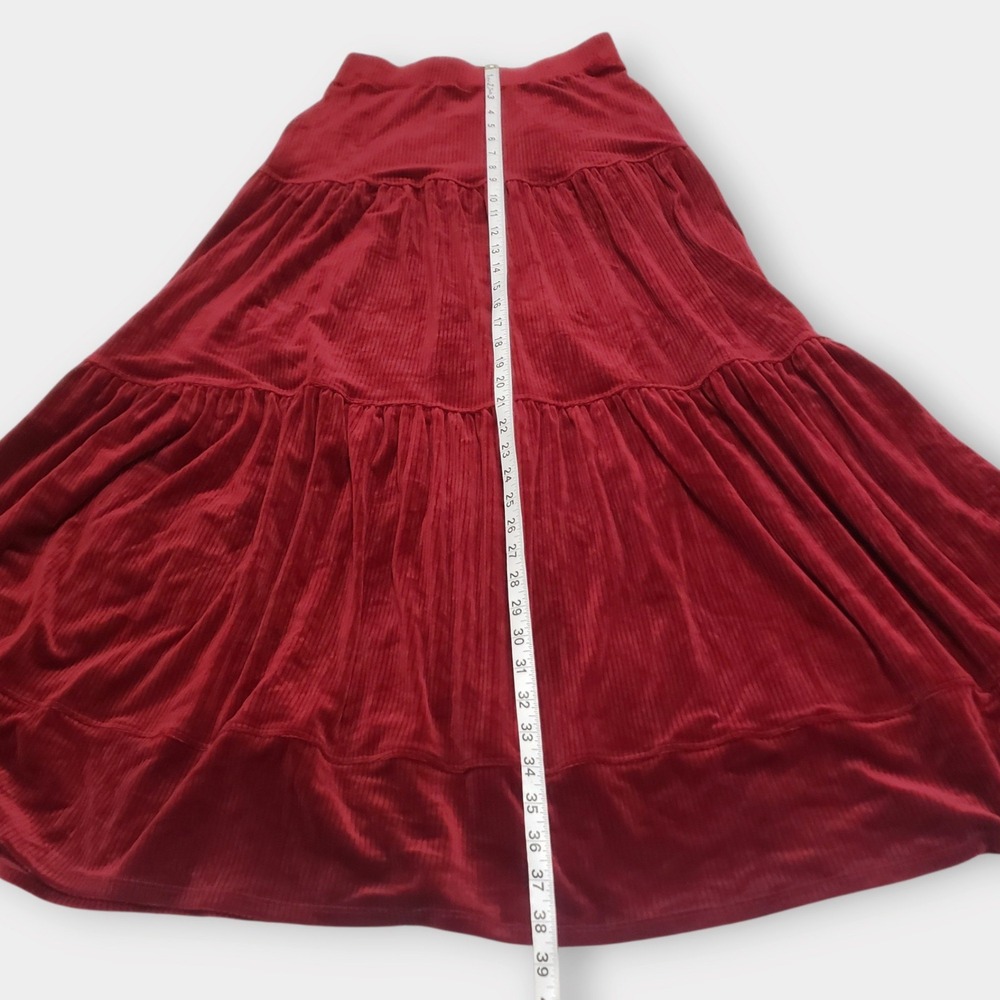 NWT Halara Corduroy Tiered Button Front Maxi Skirt Pockets High Waisted Red Sm - Picture 12 of 12